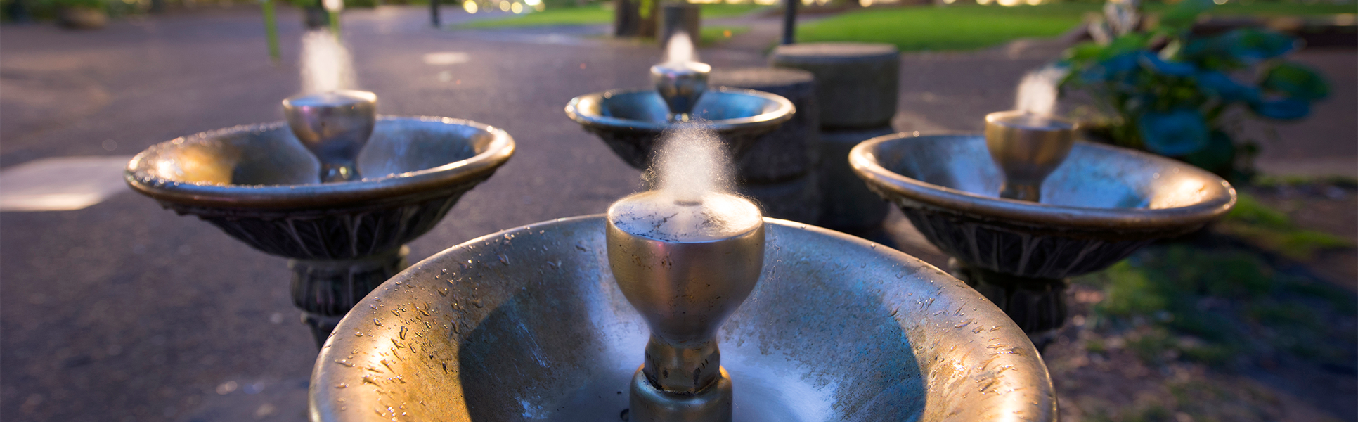 Outdoor drinking fountains.