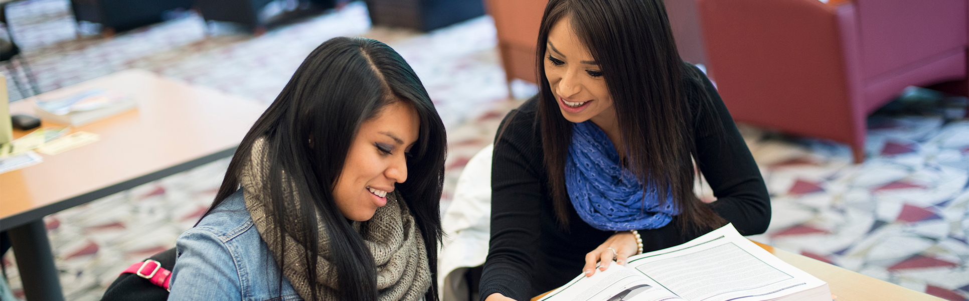 Students studying together indoors.
